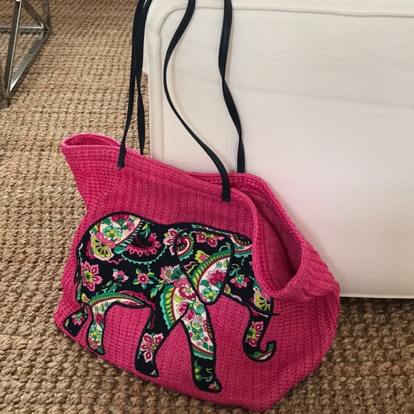 Vera Bradley Handbags - Vera Bradley Straw elephant petal paisley pink bag